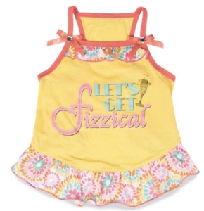 SIMPLY WAG Yellow Summer "LET'S GET FIZZICAL"  DRESS Puppy/Dog MEDIUM - Picture 1 of 2