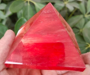 249g HÜBSCHE ROTE SCHMELZENDE QUARZ KRISTALL PYRAMIDE HEILUNG - Bild 1 von 10