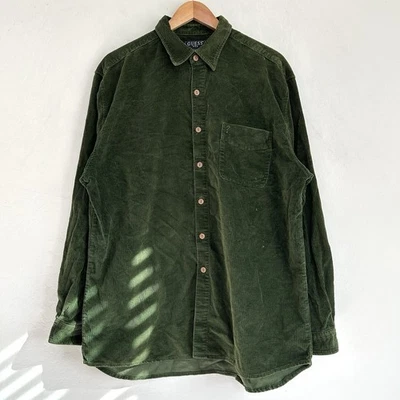 Guess VTG Shirt Men XL Shacket Shirt Jacket Corduroy Pocket 80s/90s Green - Image 1 of 4