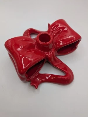 & Klevering Amsterdam Red Ribbon Bow Candle Holder Christmas Holiday Present &K - Image 1 of 4