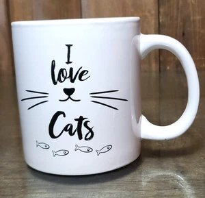 Funny Coffee Mug Cat Lovers Gift -Ceramic Coffee Mug "I LOVE CATS" Royal Norfolk - Picture 1 of 10