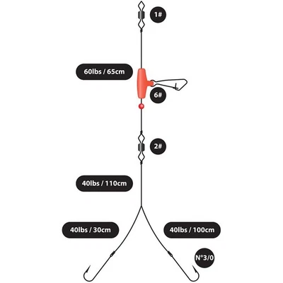 Greys Boat Flowing Trace 2 Hook Size 3/0 - Image 1 of 2