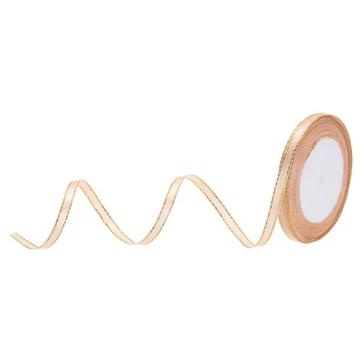 1/4" 25 Yard Wide Satin Ribbon with Gold Edges Grosgrain Ribbon, Light Pink - Image 1 of 4