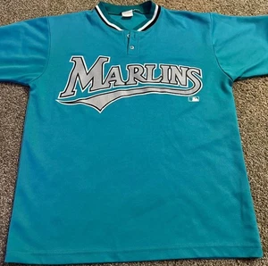 Vintage Florida Marlins Miami MLB Athletic 2 Button T-Shirt L Made in USA - Bild 1 von 1