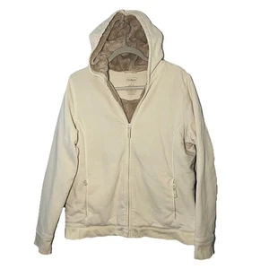 LLBean dicker Sherpa-gefütterter Hoodie mit durchgehendem Reißverschluss und Tasche Misses Large elfenbeinfarben Outdoor Y2K - Bild 1 von 11