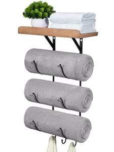 Towel Rack Wall Mounted for Bathroom, Metal Bath Towel Holder Storage Hand To... - Picture 1 of 8