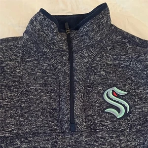 Seattle Kraken Men's Navy Quarter-Zip Pullover with Embroidered Logo - Picture 1 of 5