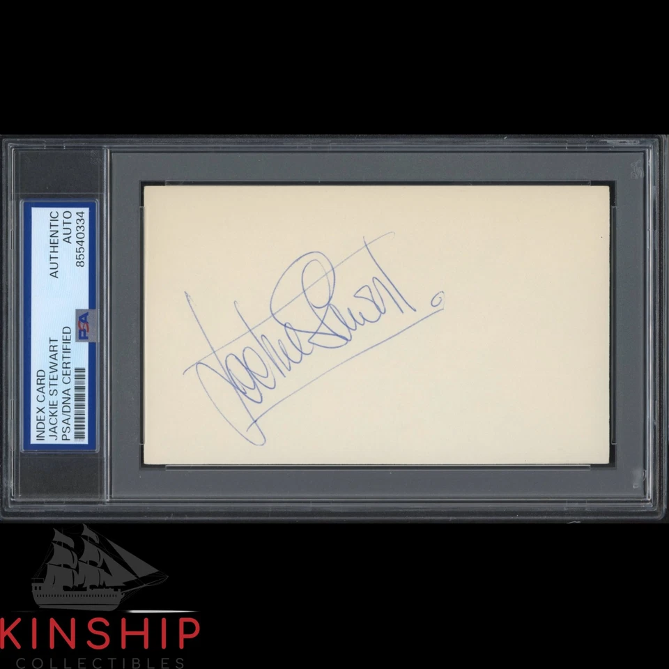 Jackie Stewart signed 3x5 Index Card PSA DNA Slab F1 Racing Auto Rare C5236 - Image 1 of 1