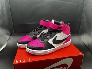 NEW Nike Court Borough Mid 2 PSV Fierce Pink Black Youth Size 1 - HV0935-100 - Picture 1 of 6