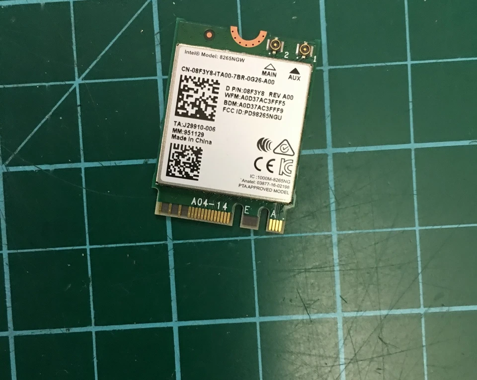 Tarjeta inalámbrica Dell Latitude 7480 Intel 8265NGW WiFi + Bluetooth 8F3Y8 08F3Y8 Foto 1 de 1