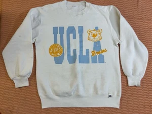 Vintage 70s Rare UCLA University Calif Bruins White Sweatshirt Gr. 38 Paw Print - Bild 1 von 6