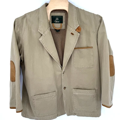 Orvis Jacket Men's XL Tan Hunting Barn Chore Coat Canvas Field Elbow Patch - Image 1 of 4