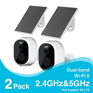 DualBand WiFi6 Solar Battery Powered Wireless Security Camera Sys Outdoor 2PACK - Picture 1 of 10