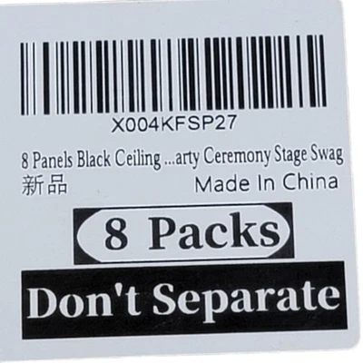 Paquete de 8 cortinas de techo negras 5x10 pies poliéster boda fiesta escenario telón de fondo botín Foto 1 de 3