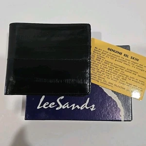 Lee Sands Men's Black Eel Skin Bifold Wallet 8 Card Slots - Picture 1 of 10