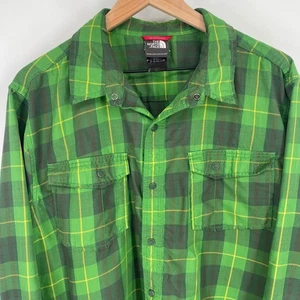 The North Face Performance Snap Front Langarm kariertes Hemd Herren XL grün - Bild 1 von 16