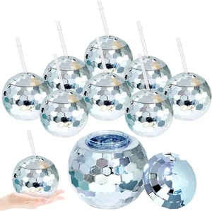 Discoblitzkugel Getränkebecher 70er Jahre mit Deckel Strohhalm 20oz Disco Party 4 Stück Splitter - Bild 1 von 7