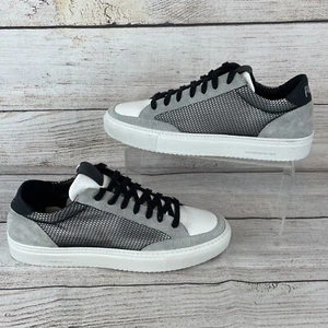P448 Soho Herren Gr. 41 (9) Sneaker italienisches Leder schwarz weiß Netz - Bild 1 von 9