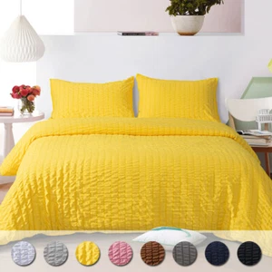 Seersucker Duvet Cover Set For Comforter Bed Cover Bedding Set Twin/Queen/King - Picture 1 of 49
