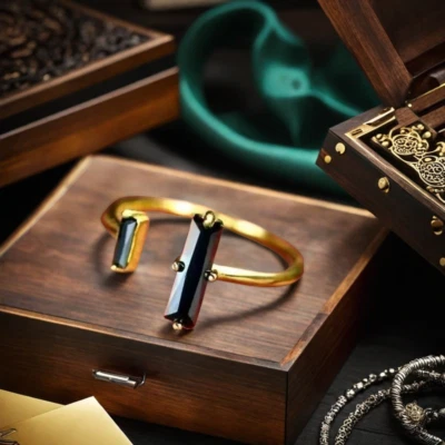 2025HOT Minimalist Natural Black Onyx Adjustable Ring Perfect Gift For Women - Image 1 of 4