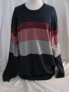 Club Room Maglione Uomo Blu Navy Rigato Com Tg XL 100% Cotone - Foto 1 di 6