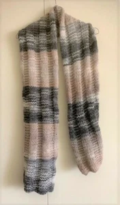 Sciarpa Unisex LANA 100% Calda morbida A mano Beige Grigio Bianco Melange Lurex - Foto 1 di 5