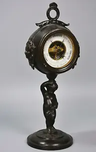 Victorian Aneroid Desk Barometer, Putto Figure, Patinated Bronzed/Spelter - Picture 1 of 9