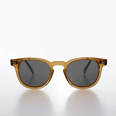 Round Classic Preppy Sunglasses Amber / Polarized Gray Lens - Benson - Image 1 of 4