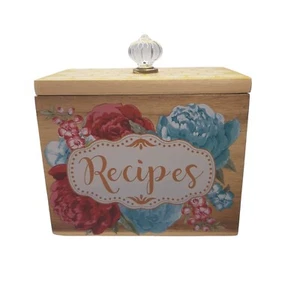 Grandmas Recipes w/ PIONEER WOMAN Blossom Jubilee Wood Recipe Box 6.2-inch - Picture 1 of 15