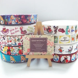 Per Metre Alice in Wonderland Grosgrain ribbon 22/25mm Party Cake/ Hair Bows - Picture 1 of 10