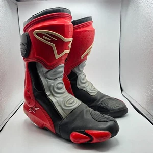 Alpinestars SMX Plus Mens Size 11.5 Red Black Motorcycle Boots Track Racing - Picture 1 of 14