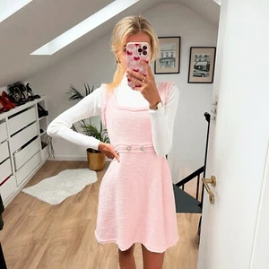 Zara Baby Pink sleeveless Textured Mini Short Dress M Work Office Elegant - Picture 1 of 4