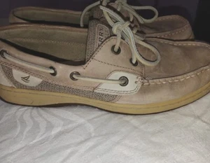 SPERRY TOP SIDERS Linen/Oat Color Moc Mesh Boat Shoes Slip On 8M - Picture 1 of 7