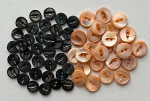 Vintage Dyed Orange & Black Mother of Pearl Buttons - Picture 1 of 1