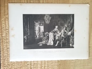 LOUIS XVI AND HIS FAMILY DURING STORM.VTG 15.7" x 11.2" 1800'S ETCHING PRINT*EP6 - Picture 1 of 2