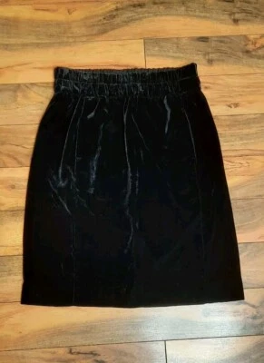 J Crew Womens Pull On Elastic Waist Velvet Knee Length Skirt Size M Black NWT  - Image 1 of 4