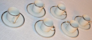 2 1/2 " espresso or tea cup and saucer set of 6 with silver trim - Picture 1 of 22