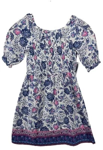 Old Navy Girl Dress Sz M 8 Blue Floral Boho Peasant FairyCore Puff Slv NEW w/Tag - Picture 1 of 10