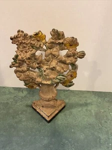 Antique Vtg Hubley Cast Iron Lilies/Daisies Floral Bouquet #489 Door Stop - Picture 1 of 8