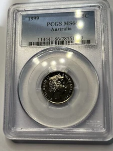 1999 5 Five Cent Coin - PCGS MS66 - Uncirculated Graded Elizabeth II Slab - Picture 1 of 2