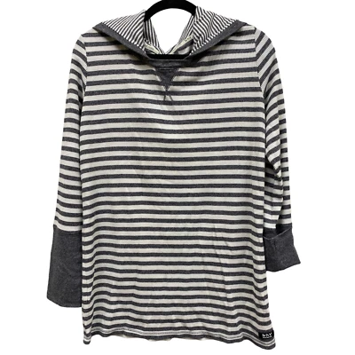 Cottage Marc New York 女式 XXL Y2K 条纹弹力针织连帽衫 Gorpcore 上衣 — 第 1/4 张图片