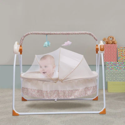 Balancín eléctrico con control remoto para bebé con música oscilante automático plegable para el hogar Foto 1 de 4