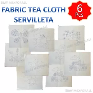 Paquete de 6 piezas de tela de té Servilletas Bordar Flores para bordar flores MEX - Imagen 1 de 10