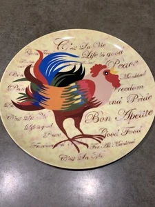 Rooster Tray Platter Melamine 11” Round Made by Trisa - Picture 1 of 4