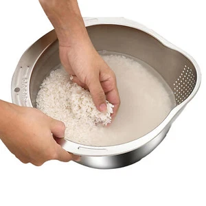 Stainless Steel Kitchen Fruit Vegetable Rice Washing Basket Strainer - Picture 1 of 12