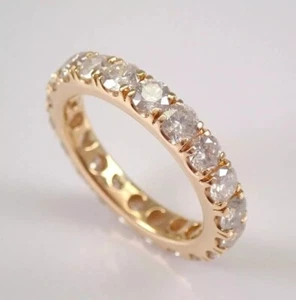 2Ct Round Cut Lab Grown VS/FG Diamond Full Eternity Wedding Band 14k Yellow Gold - Picture 1 of 10