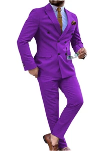 Men 2 piece Suit Double Breasted Groom Bestman Wedding Tuxedo Size 42r 44r 46r - Picture 1 of 34