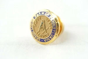 Masonry F&AM Pennsylvania Grand Lodge 50 Years Service 10K Gold Filled Lapel Pin - Picture 1 of 6