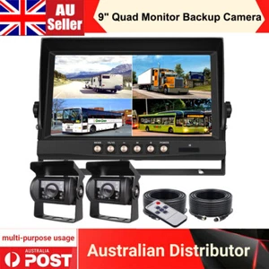 9" Quad Monitor CCD Parking Reversing Backup Camera 12-24 V For RV Truck Trailer - Picture 1 of 12