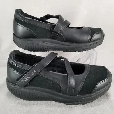 Zapatos de cuero Sketchers Shape Ups Mary Jane para mujer talla 6,5 tonificantes negros SN24866 Foto 1 de 4